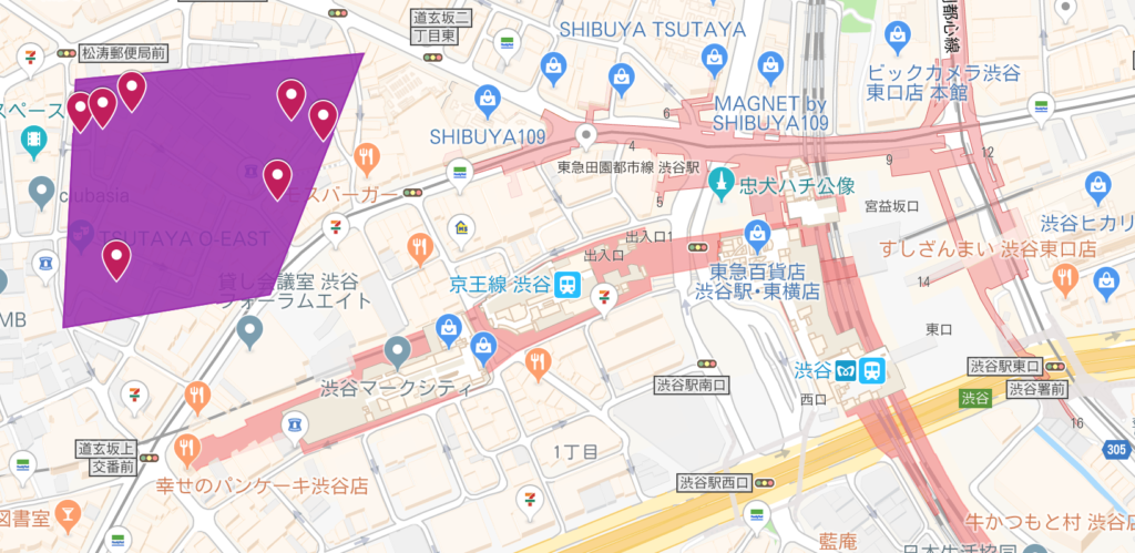 渋谷のラブホテルマップ